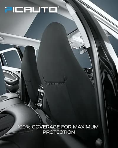 PIC AUTO Black High Back Front Sports Carbon Fiber & Mesh Design Seat Covers | Universal Fit for Most Cars thumbnail 5