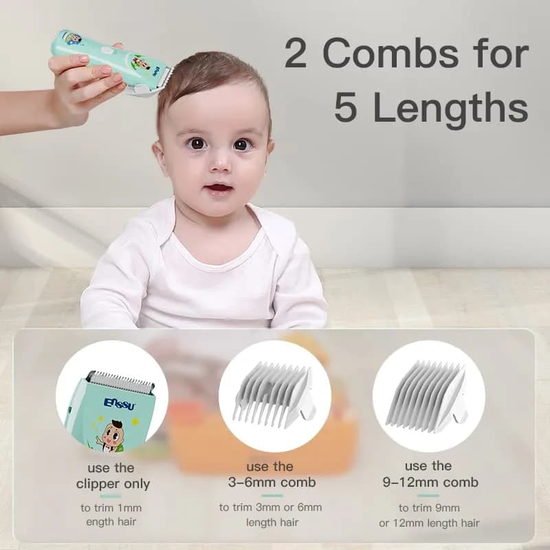 ENSSU Baby Hair Clippers Lower Noise Hair Clippers for Kids/Children, Light Green, 3mm-12mm thumbnail 5