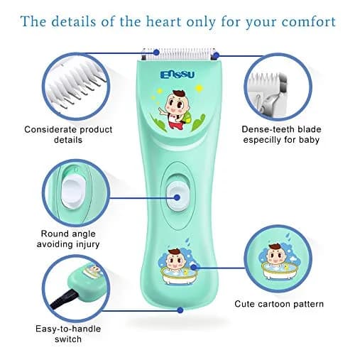 ENSSU Baby Hair Clippers Lower Noise Hair Clippers for Kids/Children, Light Green, 3mm-12mm thumbnail 8