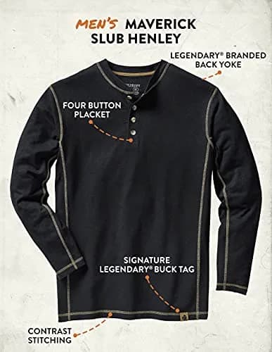 Legendary Whitetails Mens Henley Long Sleeve Casual Fit Shirt | Soft Cotton-Poly Blend, Rugged Style, True to Size (70-120c) thumbnail 3