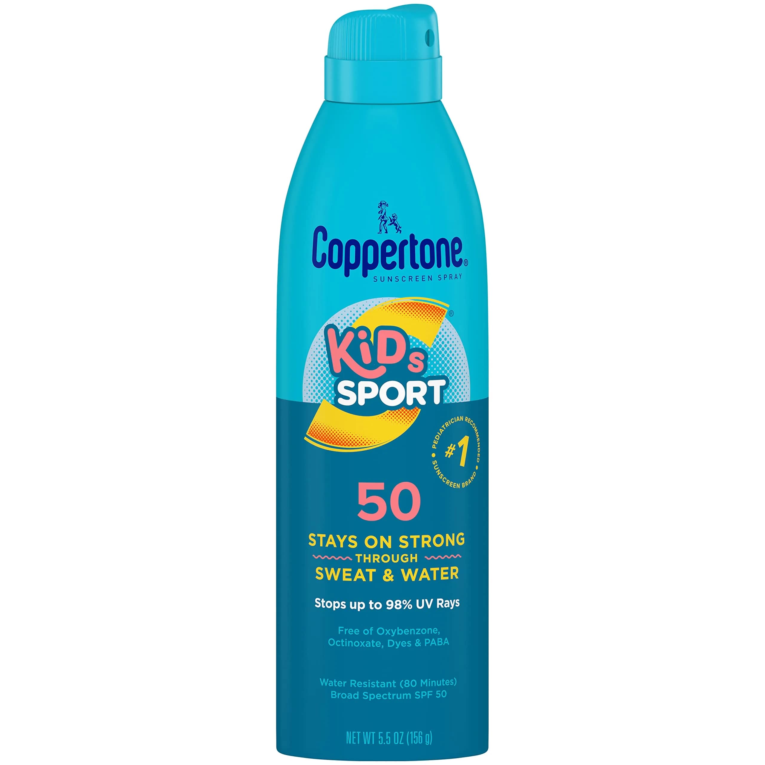 Coppertone Kids Continuous Sunscreen Spray SPF 50 | Water Resistant, 5.5 Oz, Pediatrician Recommended