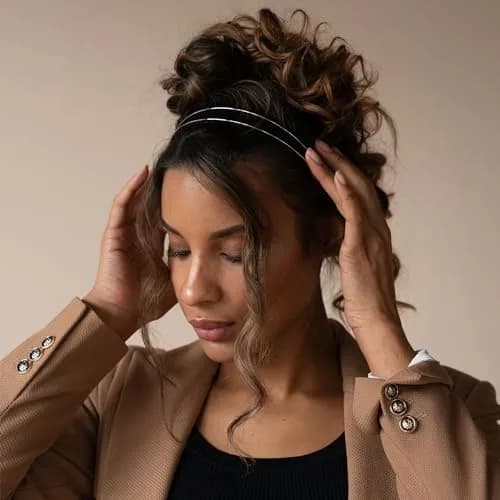 L. Erickson Metal Double Headband - Rose Gold | Non-Slip Fit, Comfortable All-Day Wear thumbnail 2