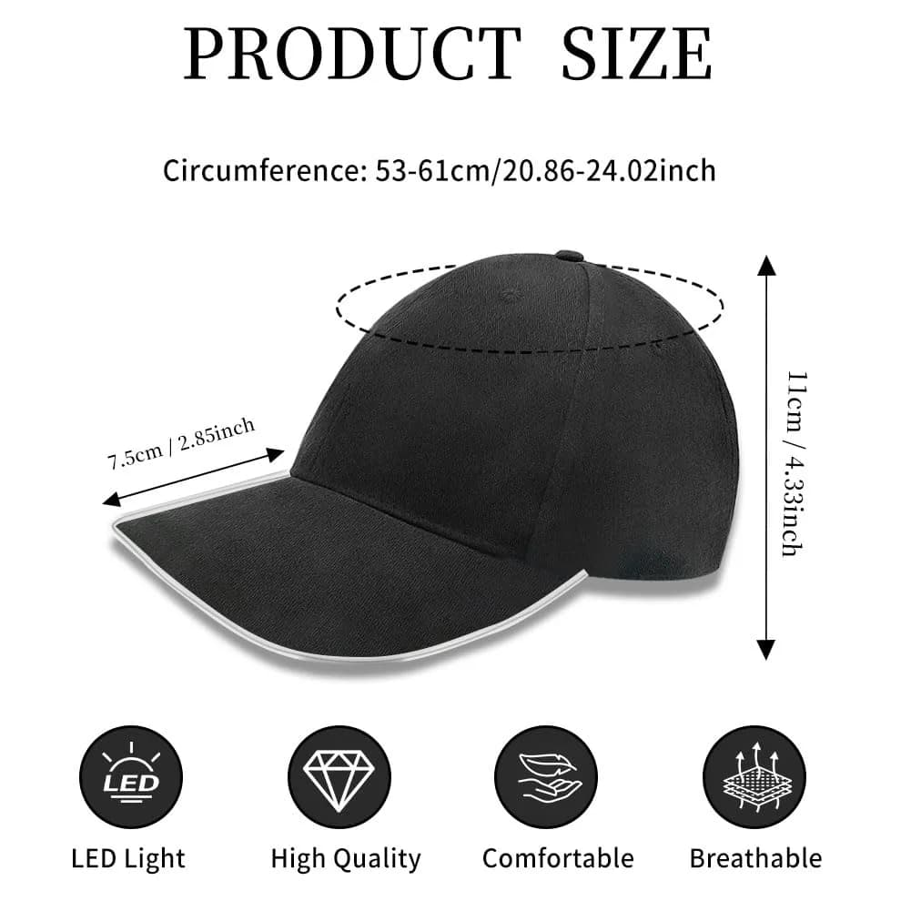 JIGUOOR LED Baseball Cap with Light Up Feature, Blue, 1 Unit | Adjustable Cotton Cap for Night Events - view 4