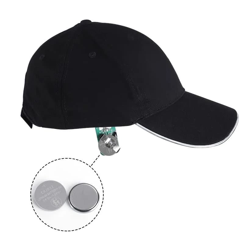JIGUOOR LED Light Up Baseball Cap, Battery Powered, Green, 100g (3.5oz) | Adjustable Cotton Cap for Night Events thumbnail 6