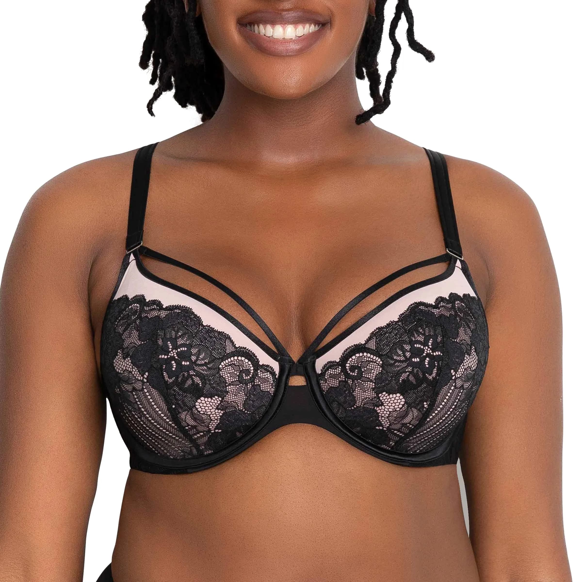 Curvy Couture Tulip Strappy Lace Push Up Bra 36H | Sexy Support & Comfort