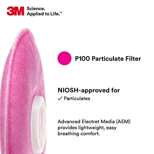 3M Particulate Filter 2091, P100, Pink, 20g (0.71 oz) | NIOSH Approved for Lead, Asbestos, Cadmium thumbnail 4