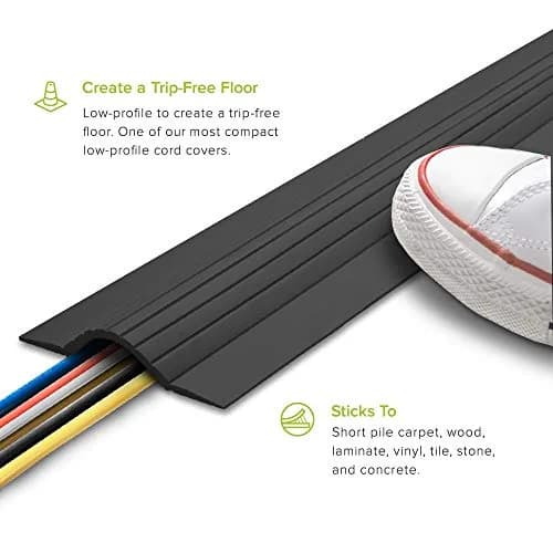UT Wire Cable Blanket Low Profile Cord Cover Protector 1.52 m (5 ft) Black | Hides Wires for Tangle-Free Floors thumbnail 1