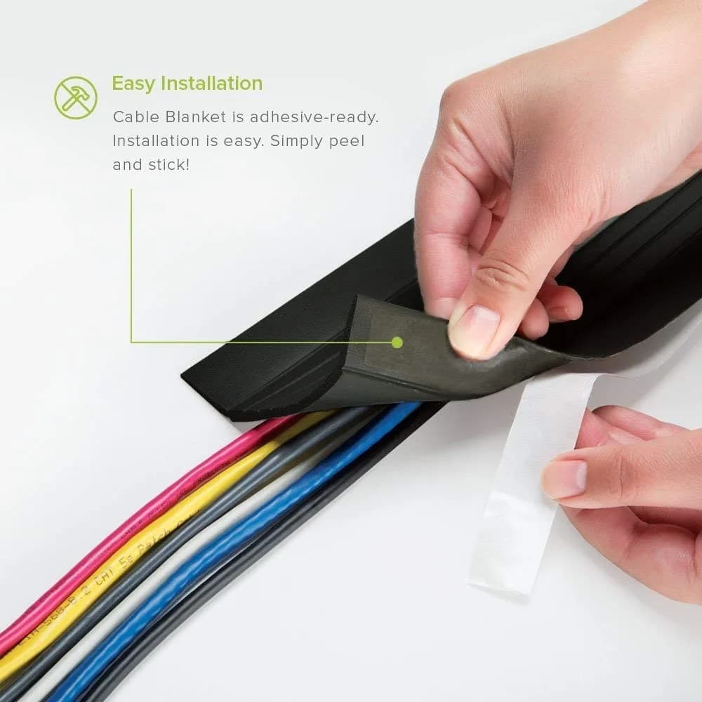 UT Wire Cable Blanket Low Profile Cord Cover Protector 1.52 m (5 ft) Black | Hides Wires for Tangle-Free Floors - view 2