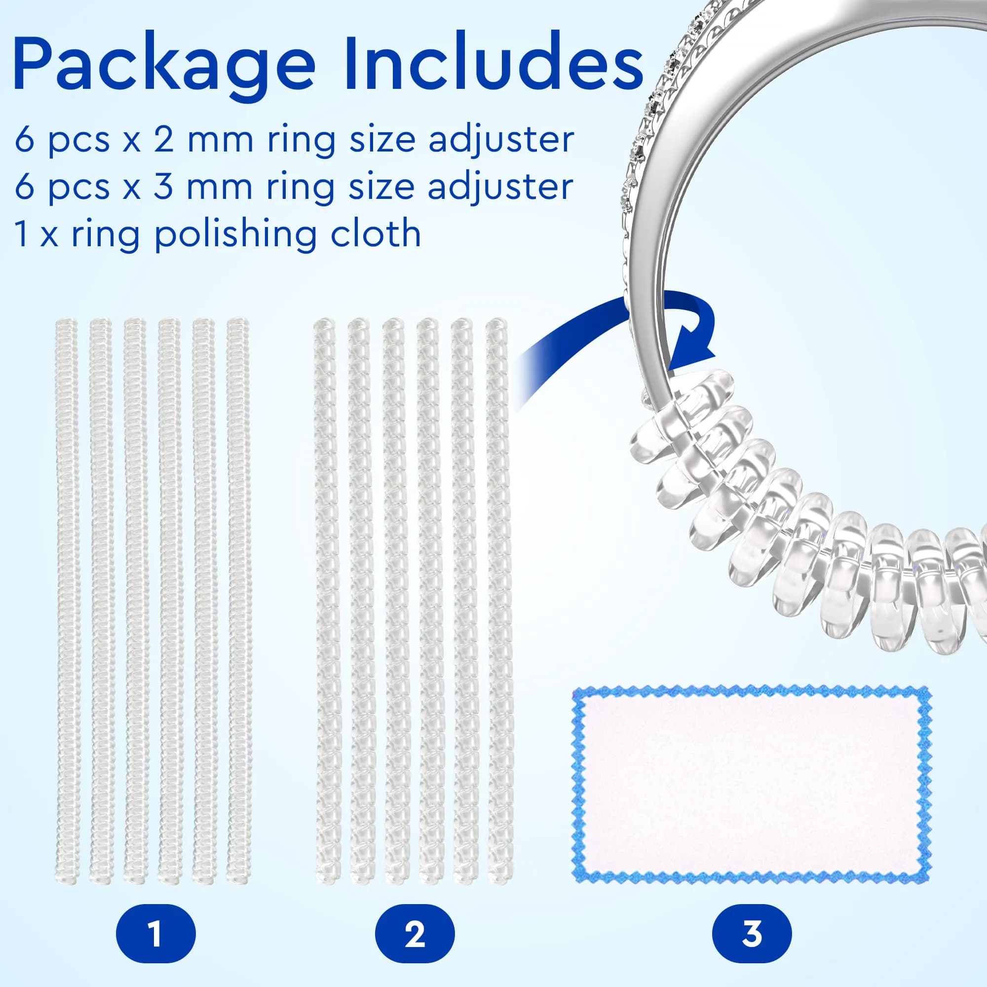 5 STARS UNITED Ring Sizers - 12 Piece Set (1–6 mm) for Loose Rings | Achieve a Secure Fit for All Ring Types - view 2