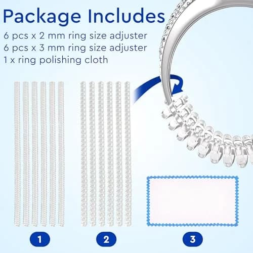5 STARS UNITED Ring Sizer Adjuster 12 Pack Clear | Invisible Design for Loose Rings thumbnail 2