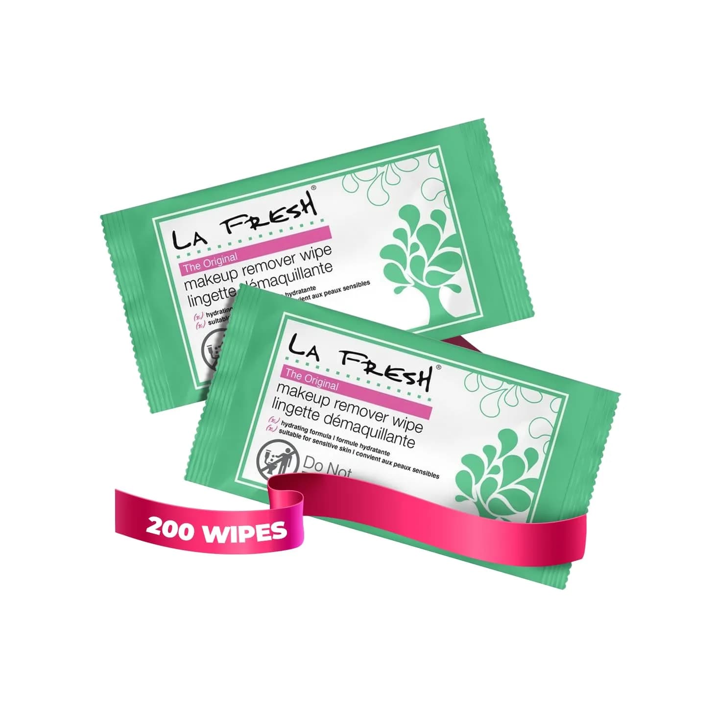 LA Fresh Makeup Remover Wipes With Vitamin E, 200 Count | Biodegradable Face Wipes for All Skin Types — Floral