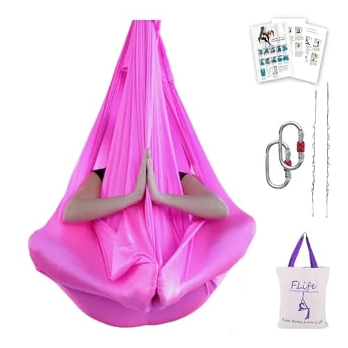 F.Life Premium Aerial Yoga Hammock 5.5 Yards Silk Fabric Swing for Antigravity Yoga & Inversion thumbnail 1