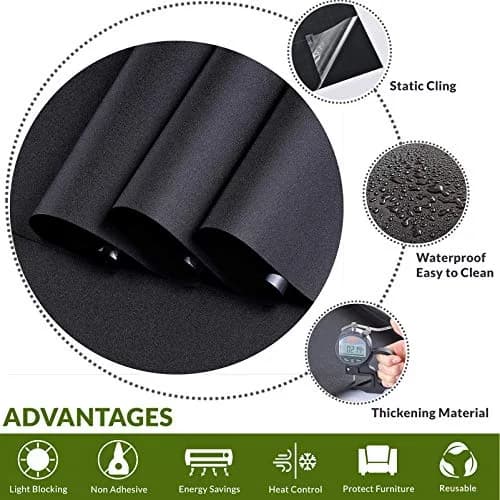 VELIMAX Total Blackout Window Film 60cm x 200cm | Blocks 99% Light, Reusable Static Cling thumbnail 2
