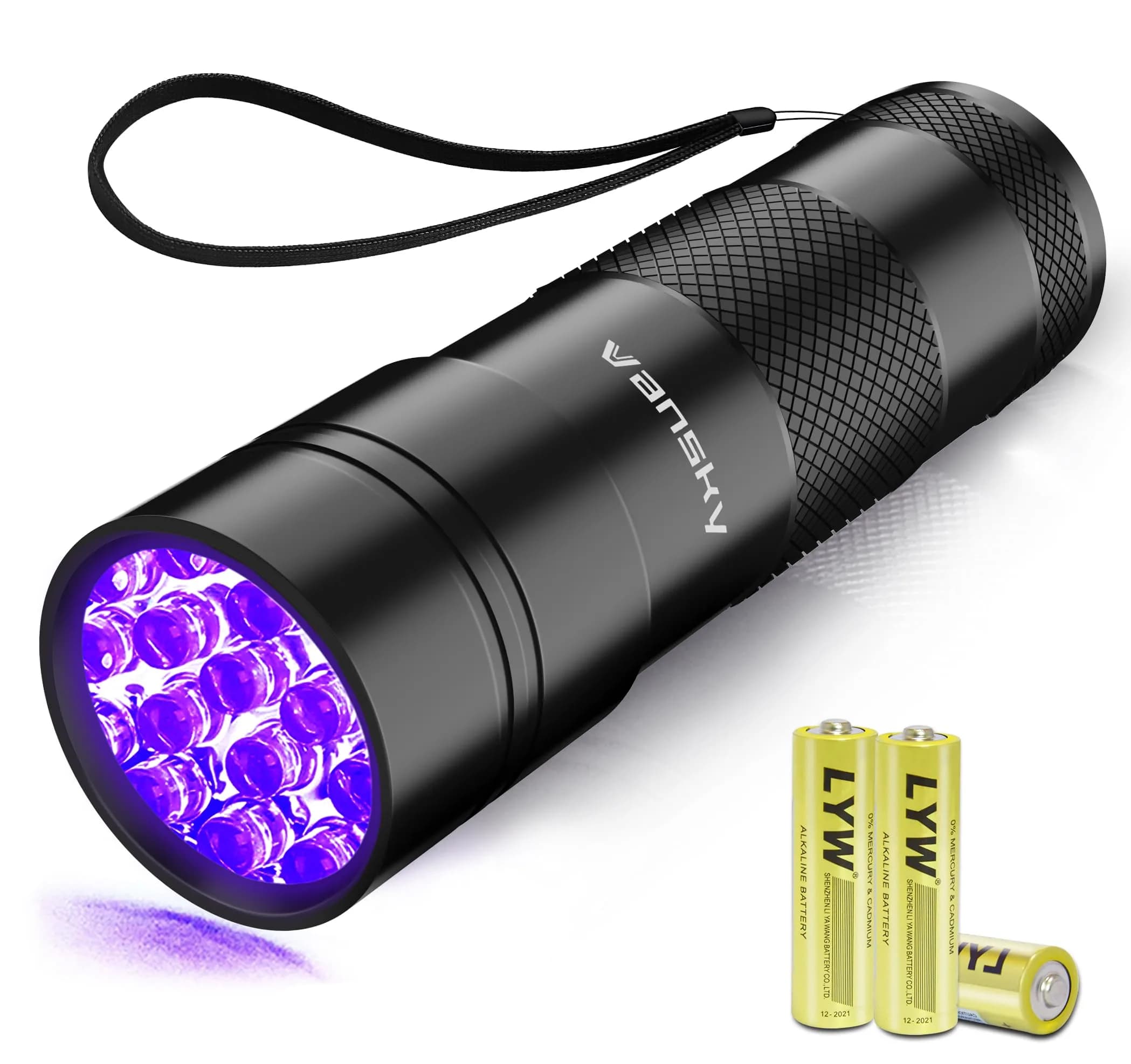 Vansky UV Light 395nm Blacklight Flashlight | Pet Urine Detection & Invisible Stain Finder — Black