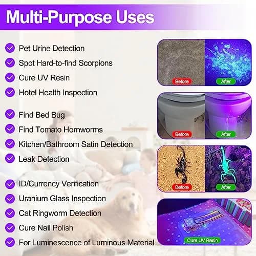 Vansky UV Light 395nm Blacklight Flashlight | Pet Urine Detection & Invisible Stain Finder thumbnail 3