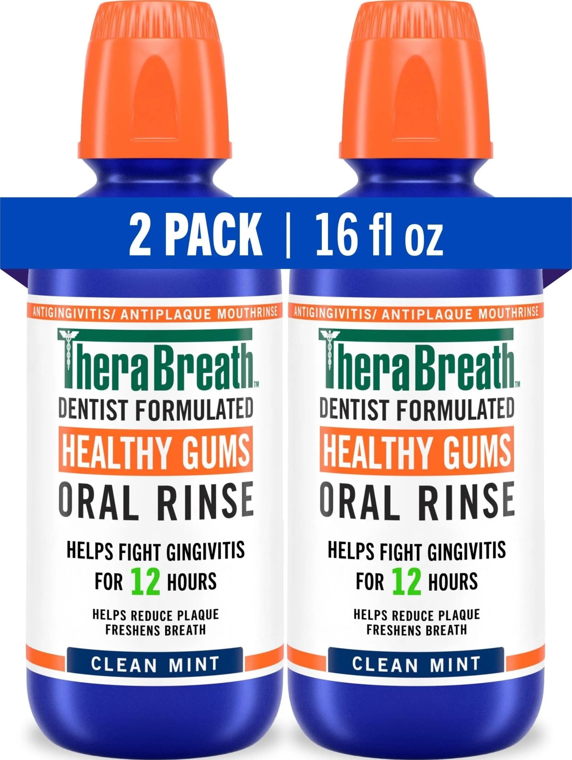 TheraBreath Healthy Gums Oral Rinse Clean Mint 473ml (16 Fl Oz) | Dentist Formulated Antigingivitis Mouthwash - main product image