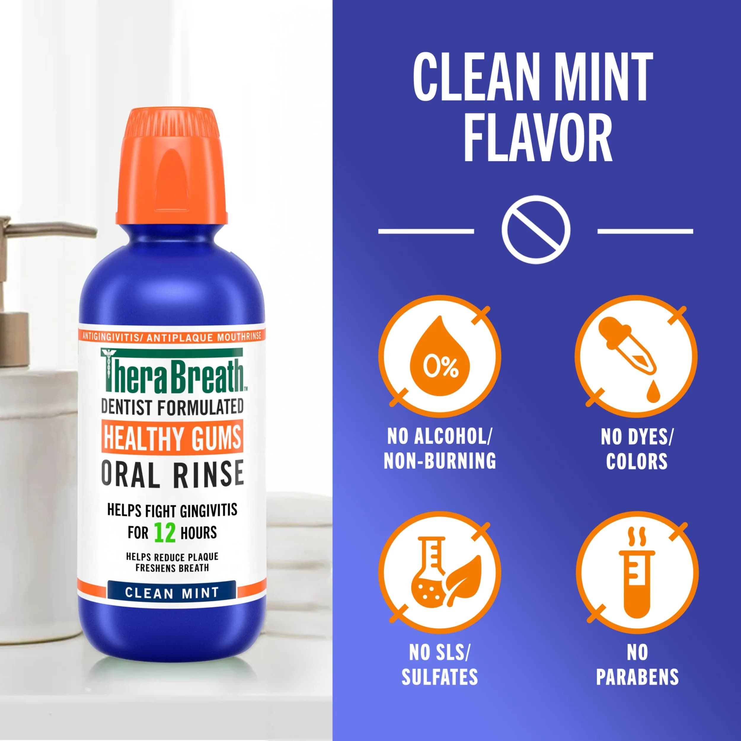 TheraBreath Healthy Gums Oral Rinse Clean Mint 473ml (16 Fl Oz) | Dentist Formulated Antigingivitis Mouthwash - view 6