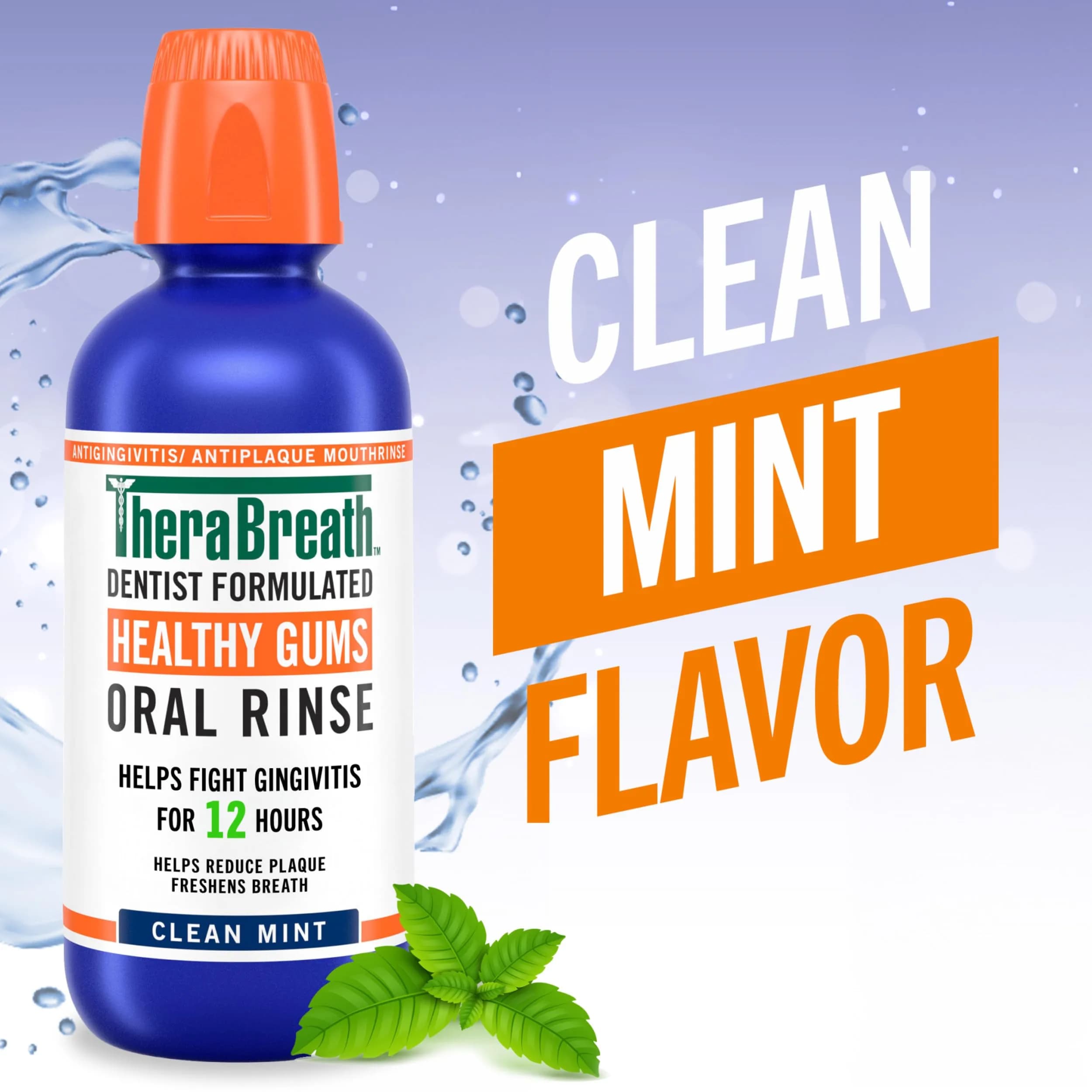 TheraBreath Healthy Gums Oral Rinse Clean Mint 473ml (16 Fl Oz) | Dentist Formulated Antigingivitis Mouthwash - view 2
