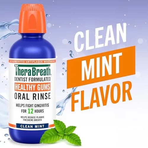 TheraBreath Healthy Gums Oral Rinse Clean Mint 473ml (16 Fl Oz) | Dentist Formulated Antigingivitis Mouthwash thumbnail 2