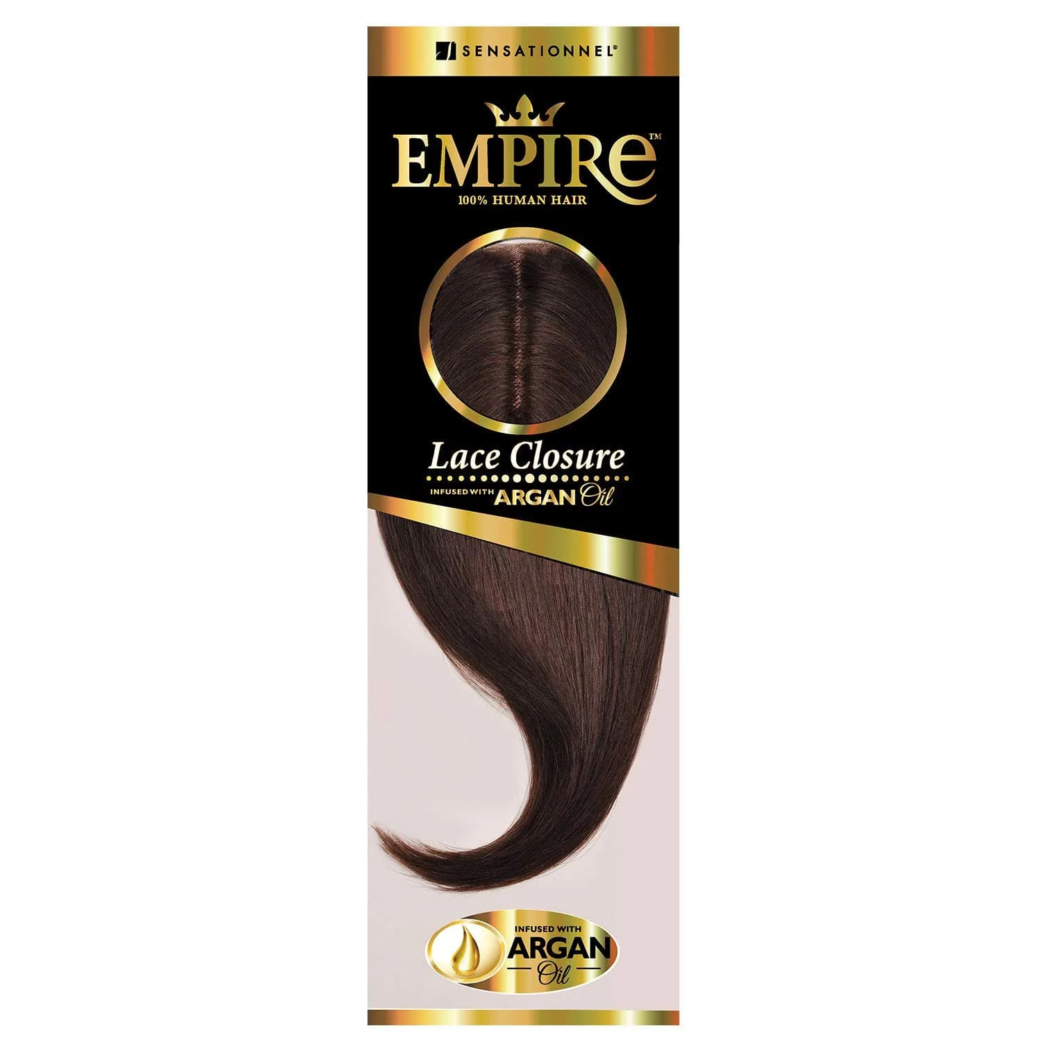 Sensationnel Empire Human Hair Lace Closure-Yaki 12 Inch | 1 JETBLACK, Bleach & Dye Safe, 10a Virgin Hair
