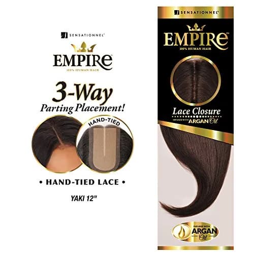 Sensationnel Empire Human Hair Lace Closure-Yaki 12 Inch | 1 JETBLACK, Bleach & Dye Safe, 10a Virgin Hair thumbnail 2