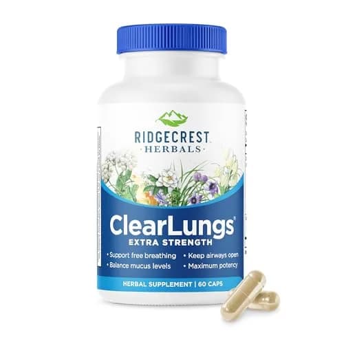 RidgeCrest Herbals ClearLungs Extra Strength Lung Support 60 Ct | Natural Respiratory Aid for Adults thumbnail 1