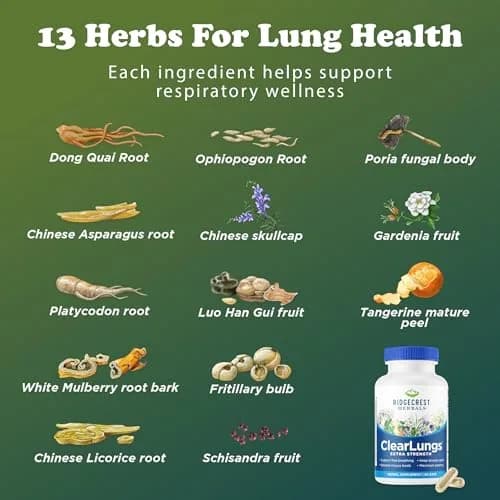 RidgeCrest Herbals ClearLungs Extra Strength Lung Support 60 Ct | Natural Respiratory Aid for Adults thumbnail 8