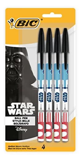 BIC Star Wars Ballpoint Pen, Medium Point (1.0 mm), Black, 4-Count | Classic Star Wars themed writing instrument with smooth ink flow thumbnail 1