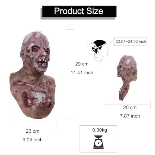 MOLEZU Scary Zombie Head Mask for Adults | Creepy Latex Halloween Costume Prop thumbnail 3