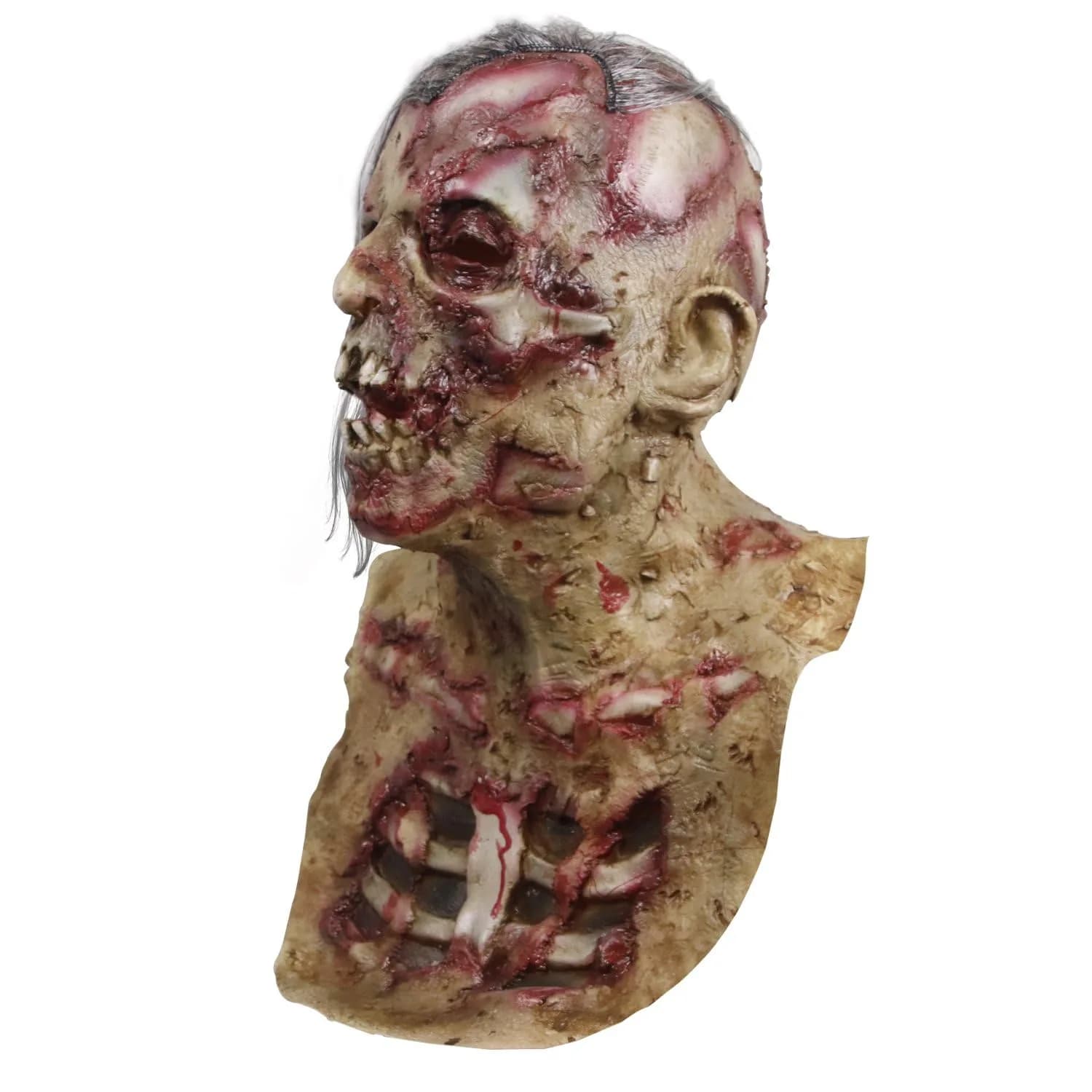 MOLEZU Scary Zombie Head Mask for Adults | Creepy Latex Halloween Costume Prop — Brown