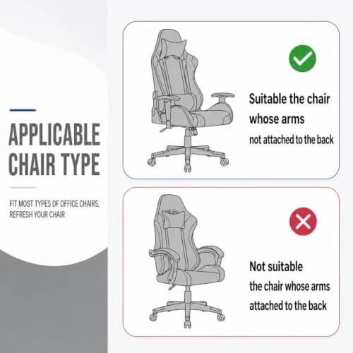 Deisy Dee 4-Piece Stretch Gaming Chair Cover Set Grey | Back, Seat, and 2 Armrest Covers thumbnail 5