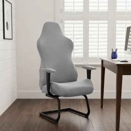 Deisy Dee 4-Piece Stretch Gaming Chair Cover Set Grey | Back, Seat, and 2 Armrest Covers thumbnail 2