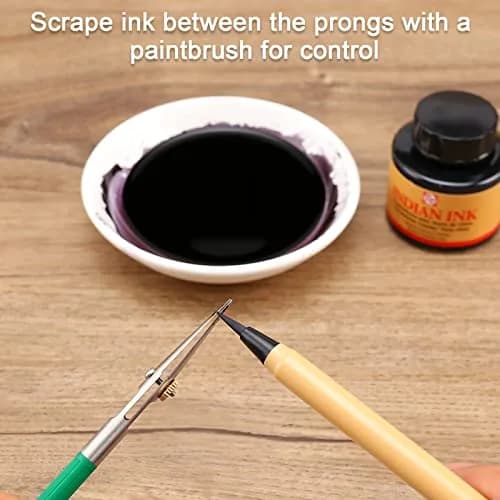 LOONENG Ruling Pen for Masking Fluid, Fine Line Drawing, Technical Cartography & Calligraphy, 0.5mm (0.02 inch) thumbnail 2
