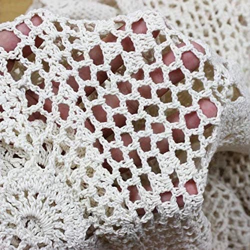 KEPSWET Cotton Handmade Crochet Lace Table Runner White 14x36 inch | Rustic Home Decor thumbnail 4