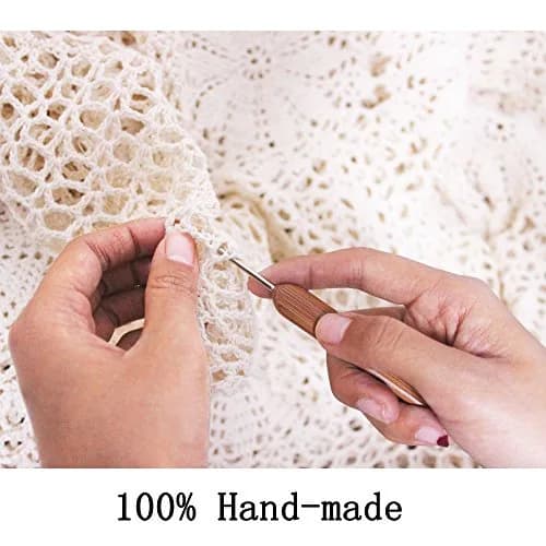 KEPSWET Cotton Handmade Crochet Lace Table Runner White 14x36 inch | Rustic Home Decor thumbnail 7