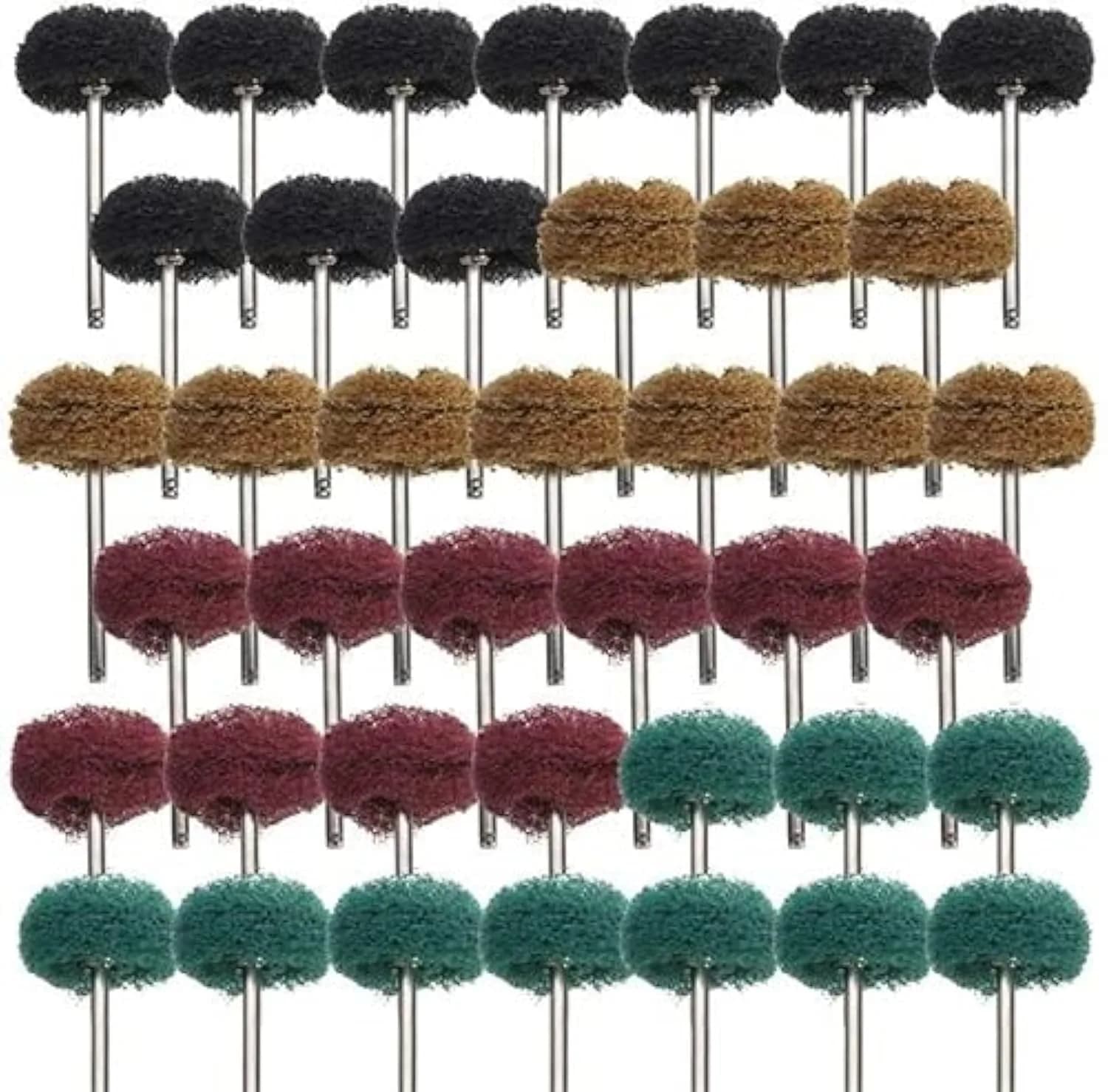 Rocaris 40 Pack 1 inch (25mm) Abrasive Wheel Buffing Polishing Wheel Set with 1/8 inch (3mm) Shank | For Rotary Tools — 40-Pack
