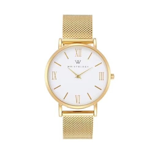 WRISTOLOGY Large face Roman Numerals Gold Womens Watch with Easy Change Band Boyfriend Watch - Clear Easy to Read Analog Face thumbnail 1