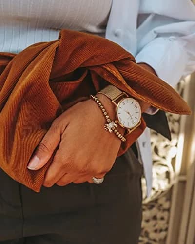 WRISTOLOGY Large face Roman Numerals Gold Womens Watch with Easy Change Band Boyfriend Watch - Clear Easy to Read Analog Face thumbnail 6