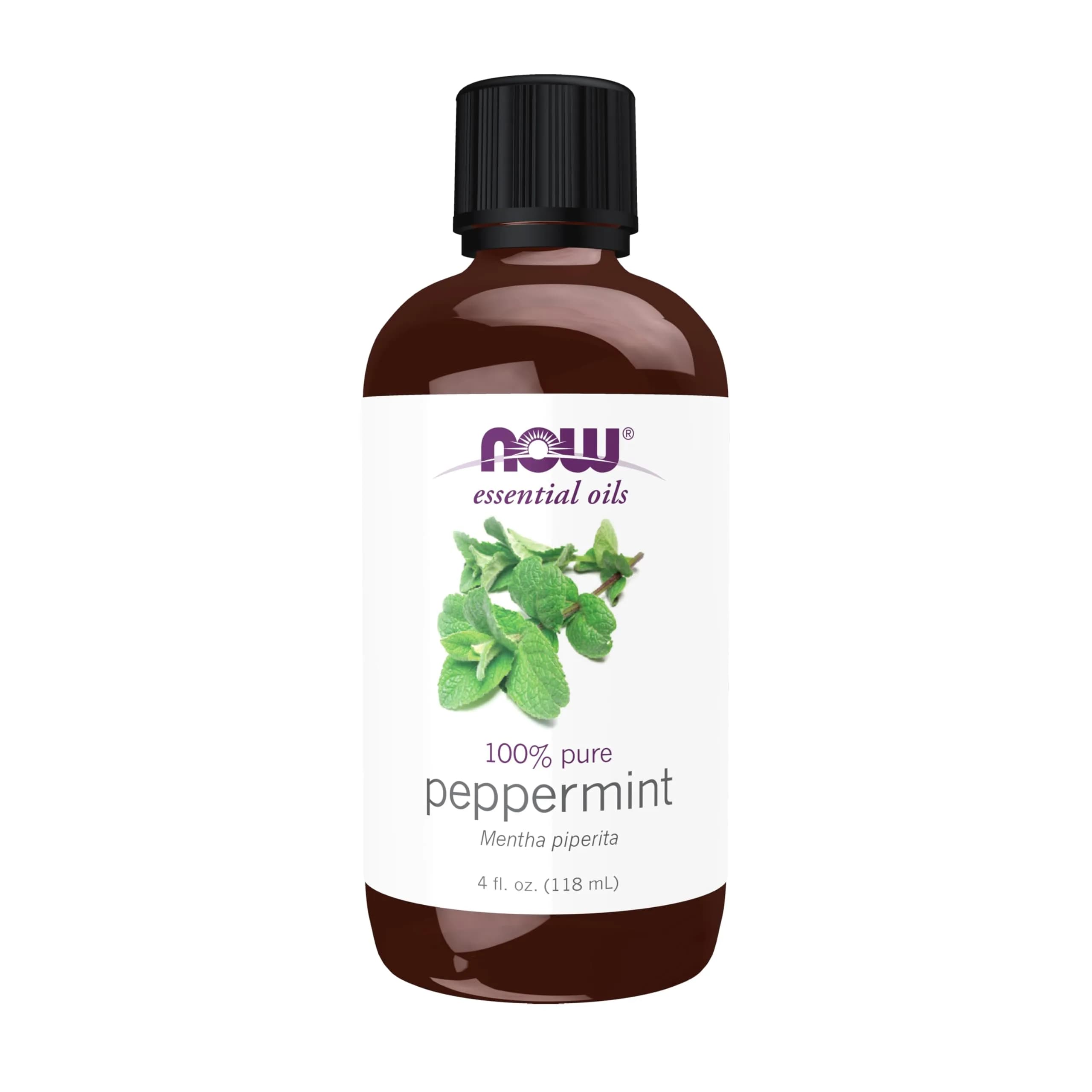NOW Peppermint Essential Oil 30ml (1 fl Oz) | Steam Distilled, Undiluted, Revitalizing — Yellow