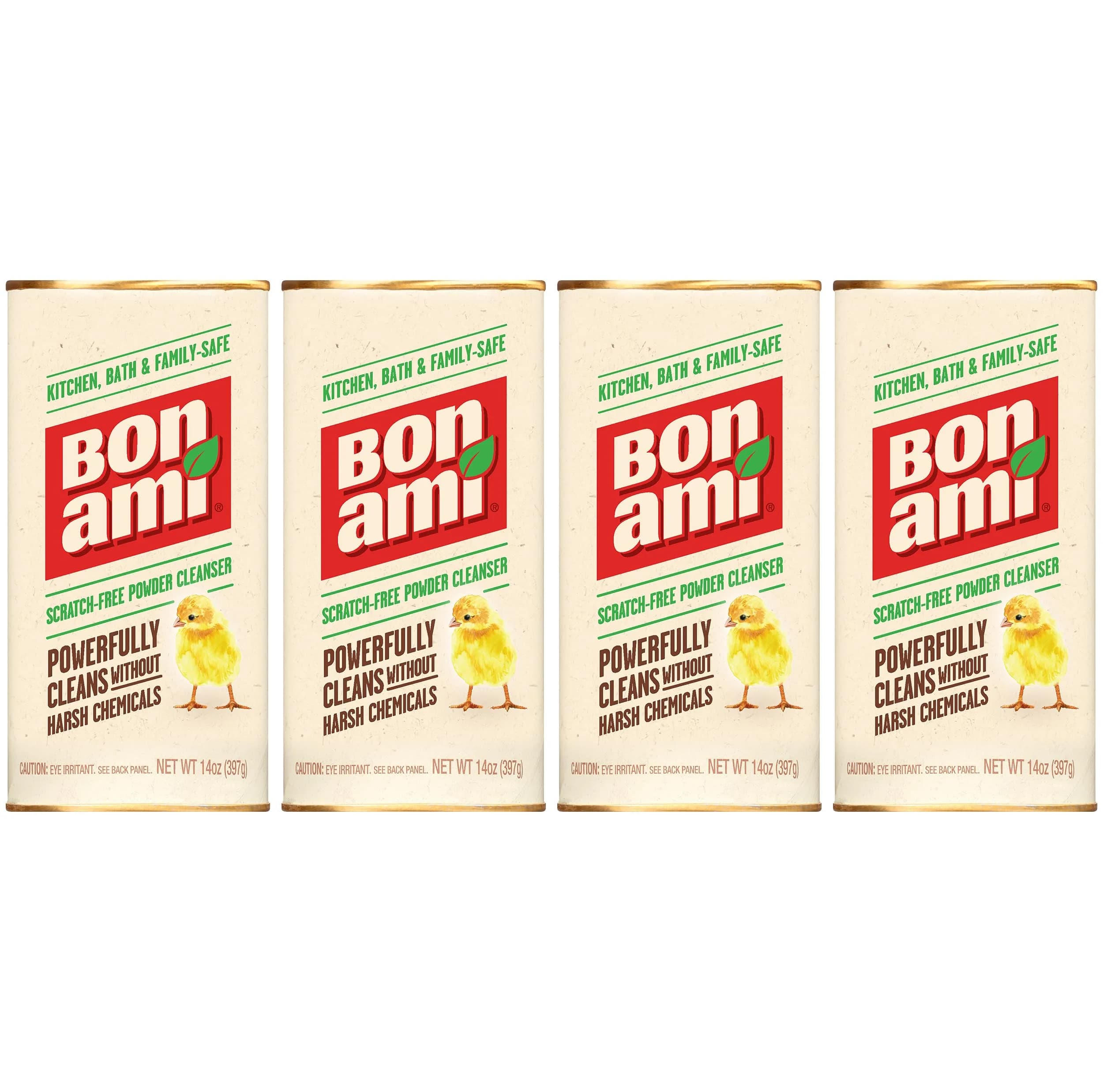 BON AMI Powder Cleanser for Kitchens & Bathrooms - All Types of Surfaces, Cleans Grime & Dirt, Polishes Surfaces, Absorbs Odors (4 Pack, 14oz / 397g) - main product image