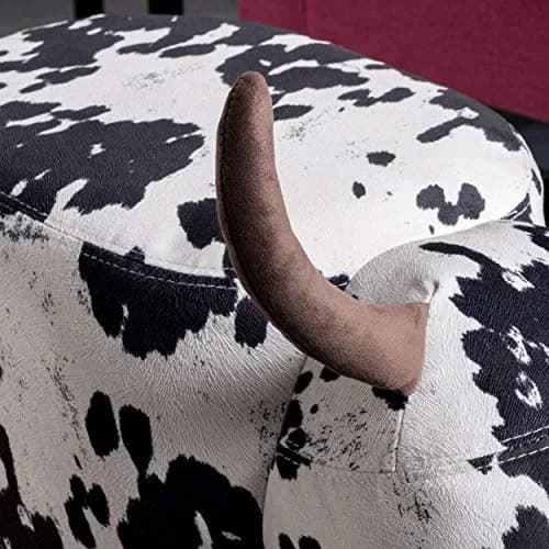 Christopher Knight Home Black Cow Velvet Ottoman 25.3"D x 14"W x 16.8"H | Cow Patterned Velvet Ottoman thumbnail 2
