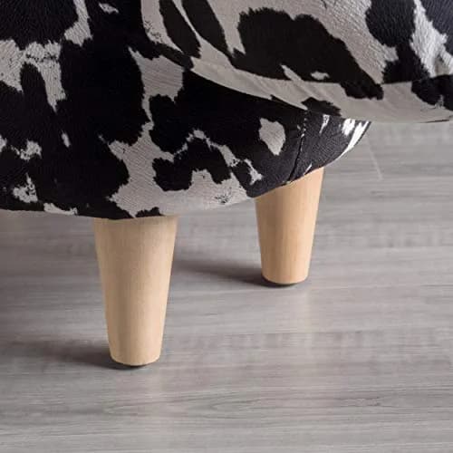 Christopher Knight Home Black Cow Velvet Ottoman 25.3"D x 14"W x 16.8"H | Cow Patterned Velvet Ottoman thumbnail 3