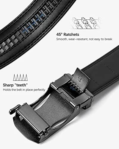 BOSTANTEN Ratchet Mens Belt Leather Trim to Fit 1 3/8" (3.5cm) Gift Boxed | Adjustable Genuine Leather Belt for Dress & Casual Wear thumbnail 6