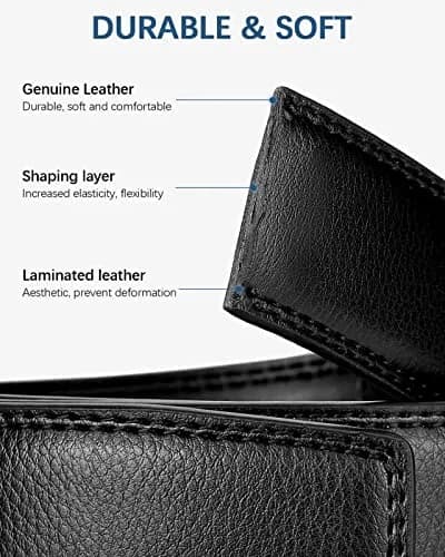 BOSTANTEN Ratchet Mens Belt Leather Trim to Fit 1.38" Gift Boxed | Adjustable Genuine Leather Belt thumbnail 4