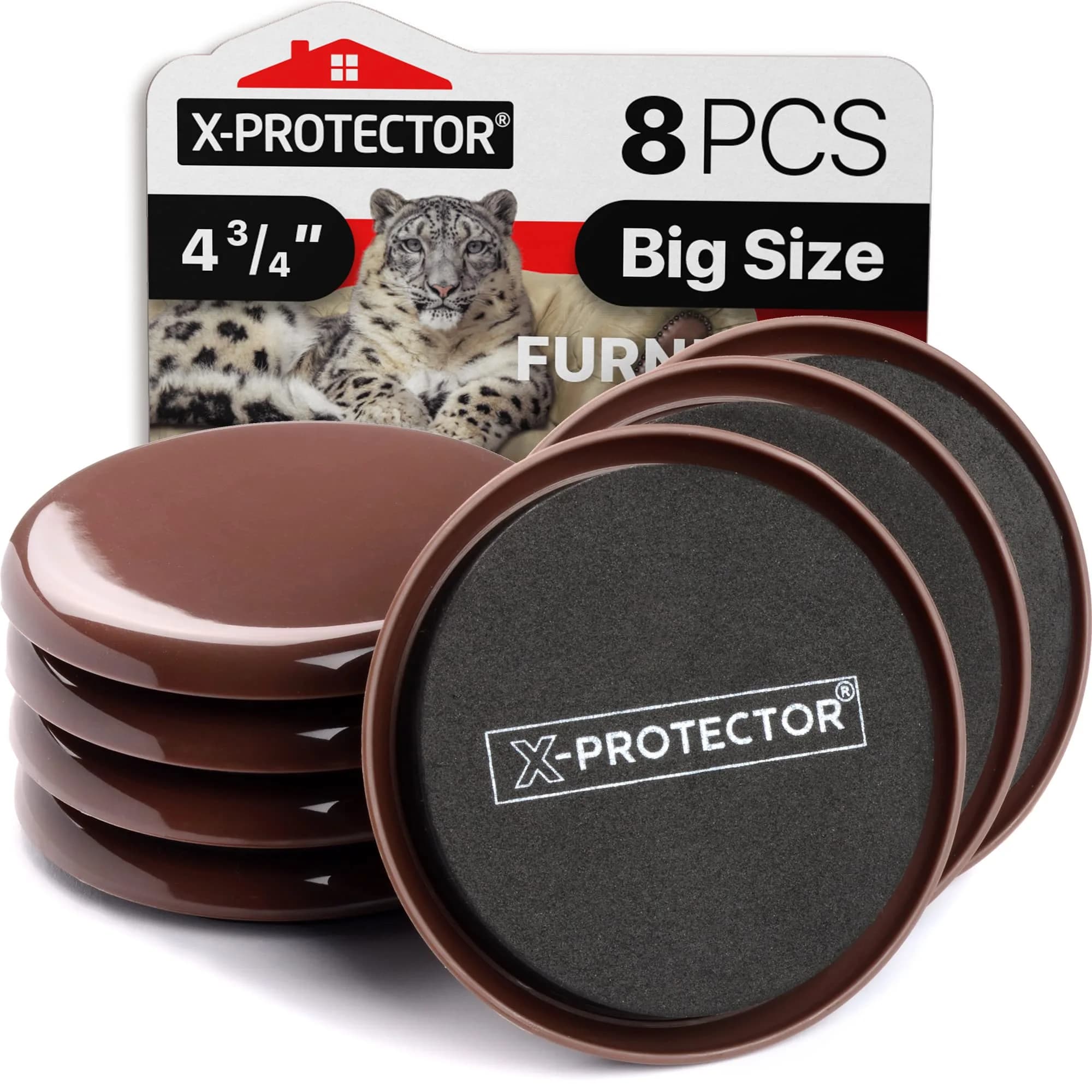 X-Protector Heavy Duty Furniture Sliders for Carpet 4.75" (8 PCS) | Move Furniture Easily & Safely — 8 PCS 4.75"