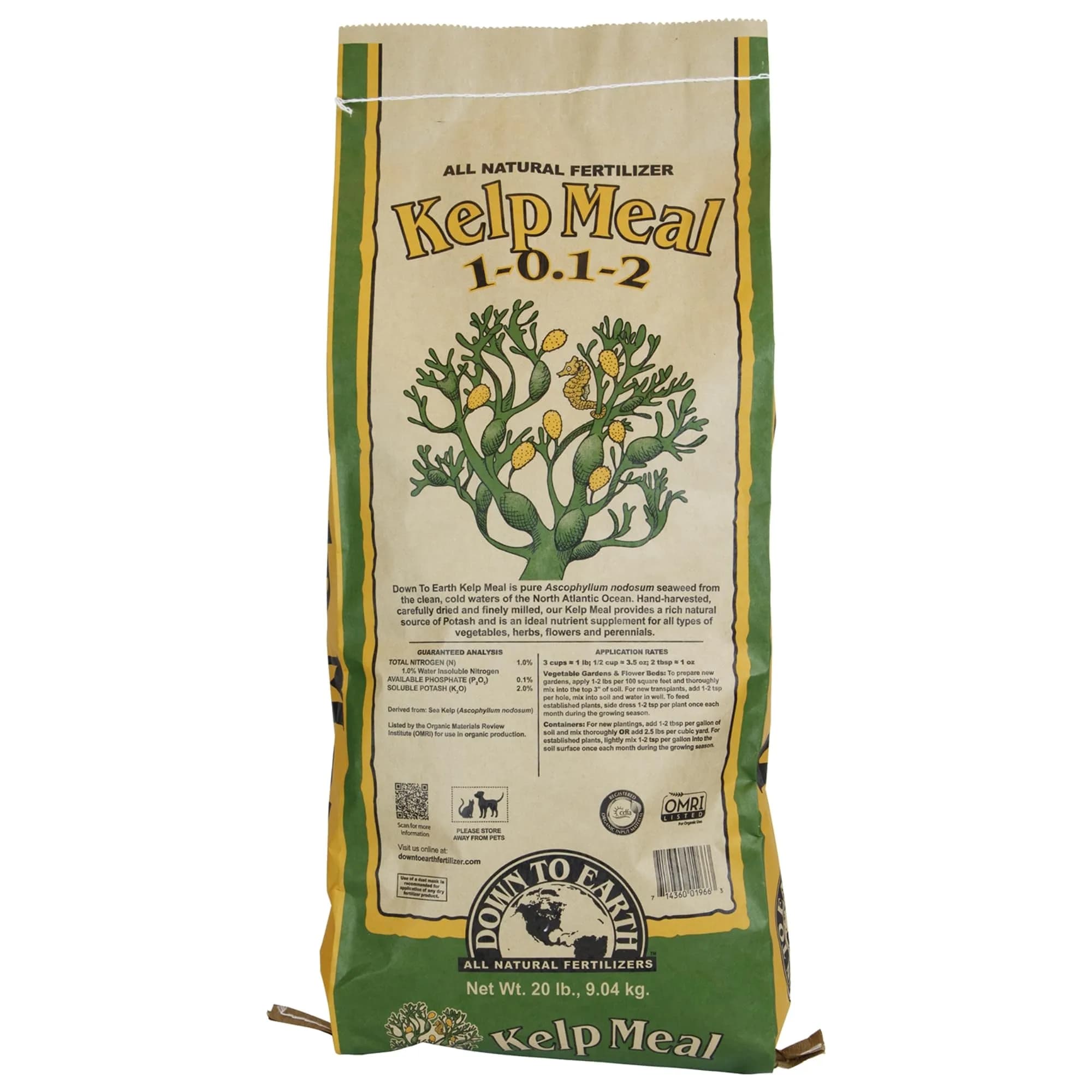 Down To Earth All Natural Fertilizers Organic Kelp Meal 20 lb | Supports lush growth & abundant fruit