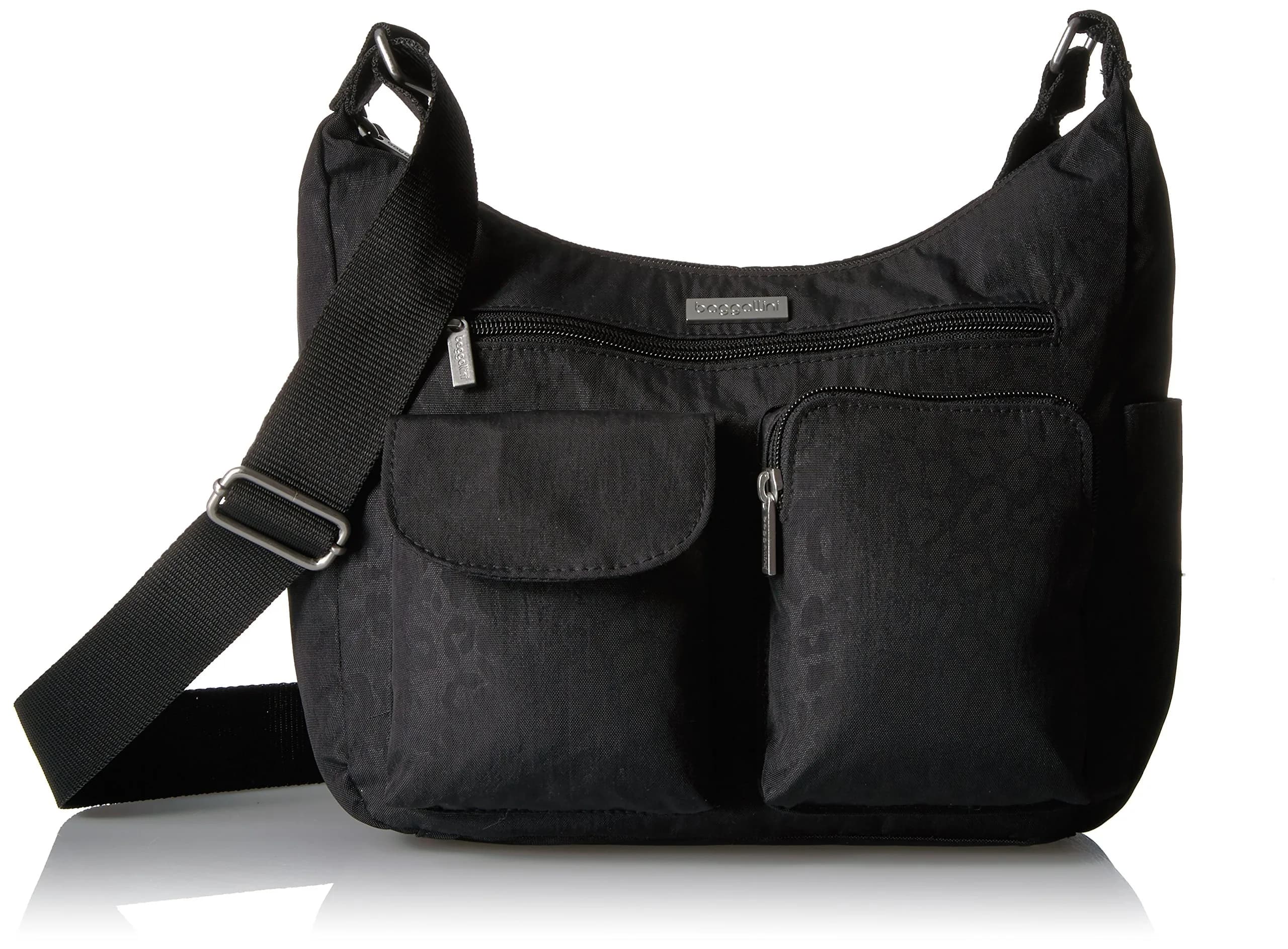 Baggallini Everyplace Bag Shoulder Bag Black Cheetah Emboss 25.9cm (10.25"w) | Lightweight Water-Resistant Nylon — Black Cheetah Emboss
