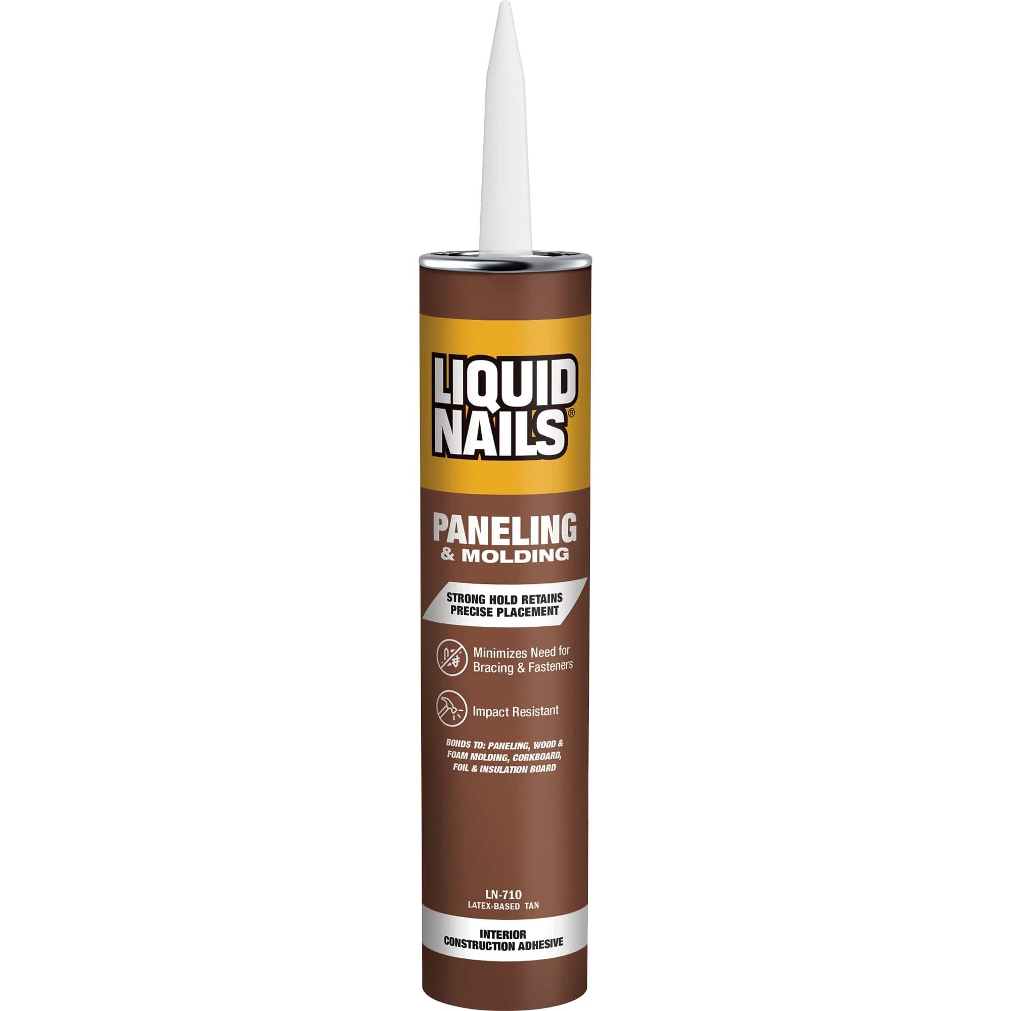 Liquid Nails Paneling & Molding Construction Adhesive LN-710 Tan | 10 fl oz (296 ml) Tube | Low VOC, Water-Resistant, Instant Grab for Interior Projects — Tan