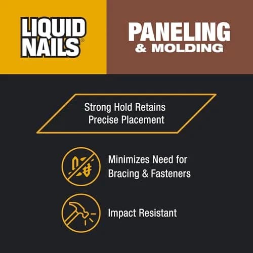 Liquid Nails Paneling & Molding Construction Adhesive LN-710 Tan | 10 fl oz (296 ml) Tube | Low VOC, Water-Resistant, Instant Grab for Interior Projects thumbnail 4