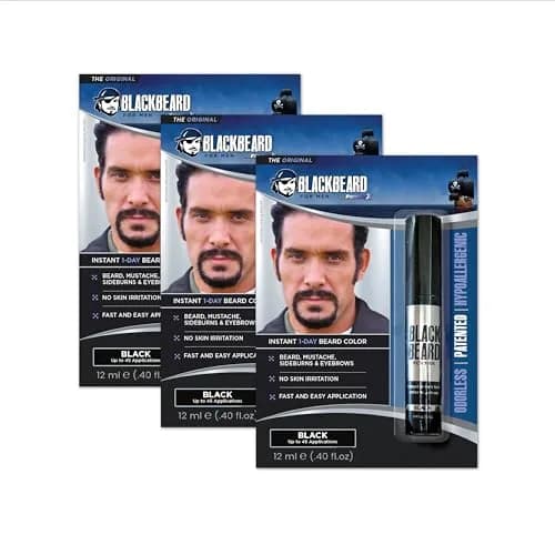 Blackbeard for Men Instant Beard Color, Black, 3 Pack | Waterproof, Hypoallergenic, Lasts All Day thumbnail 1